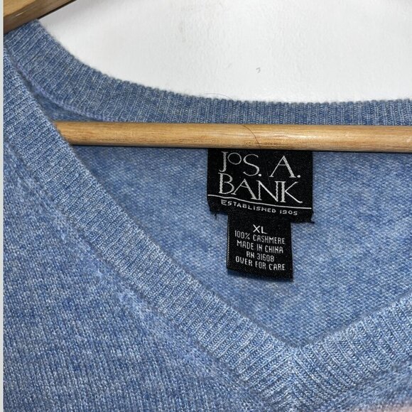 Jos. A. Bank Blue 100% Cashmere Blend V-Neck Pullover Sweater Men’s Size XL - Picture 3 of 7
